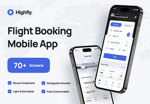 Highfly - 机票预订移动应用程序 (Highfly - Flight Booking Mobile App)