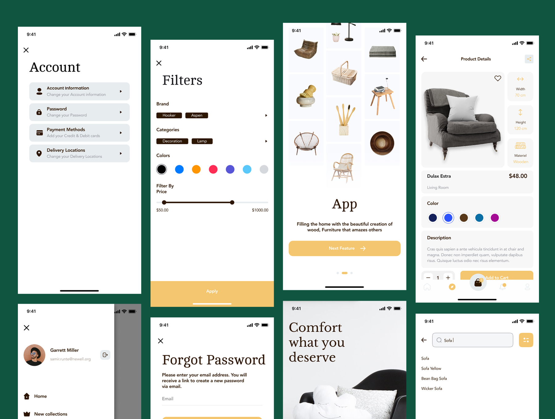 家具应用UI套件 (Furniture App UI Kit)