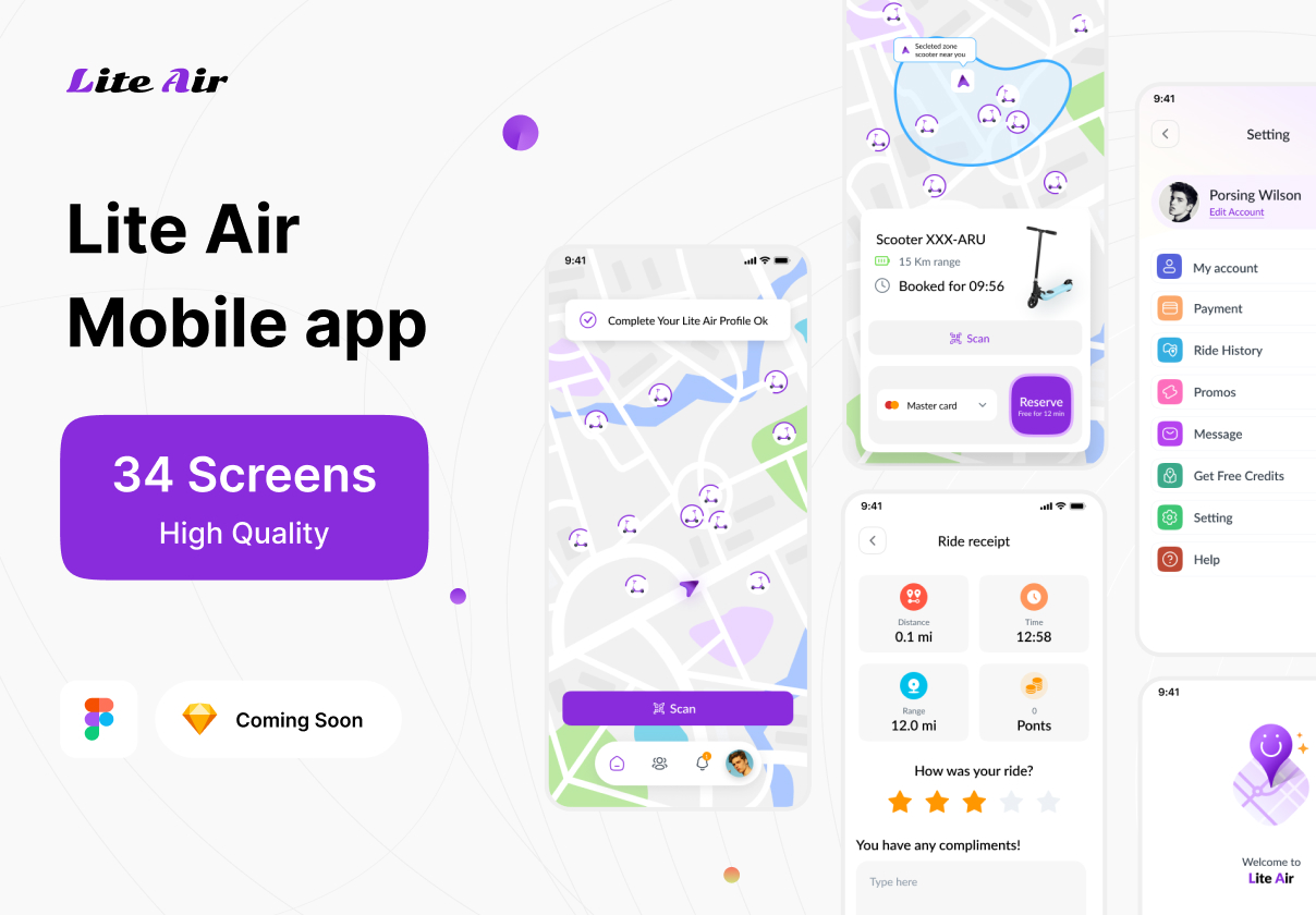 滑板车预订应用 (Scooter booking app)