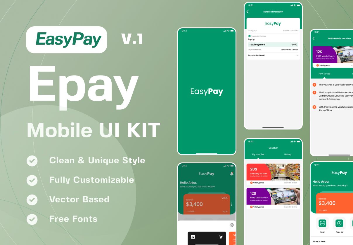 Easypay - Epay手机UI包 (Easypay - Epay Mobile UI Kit)