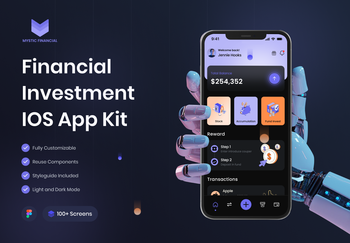 金融投资移动应用UI包 (Financial Investment Mobile App UI Kit)