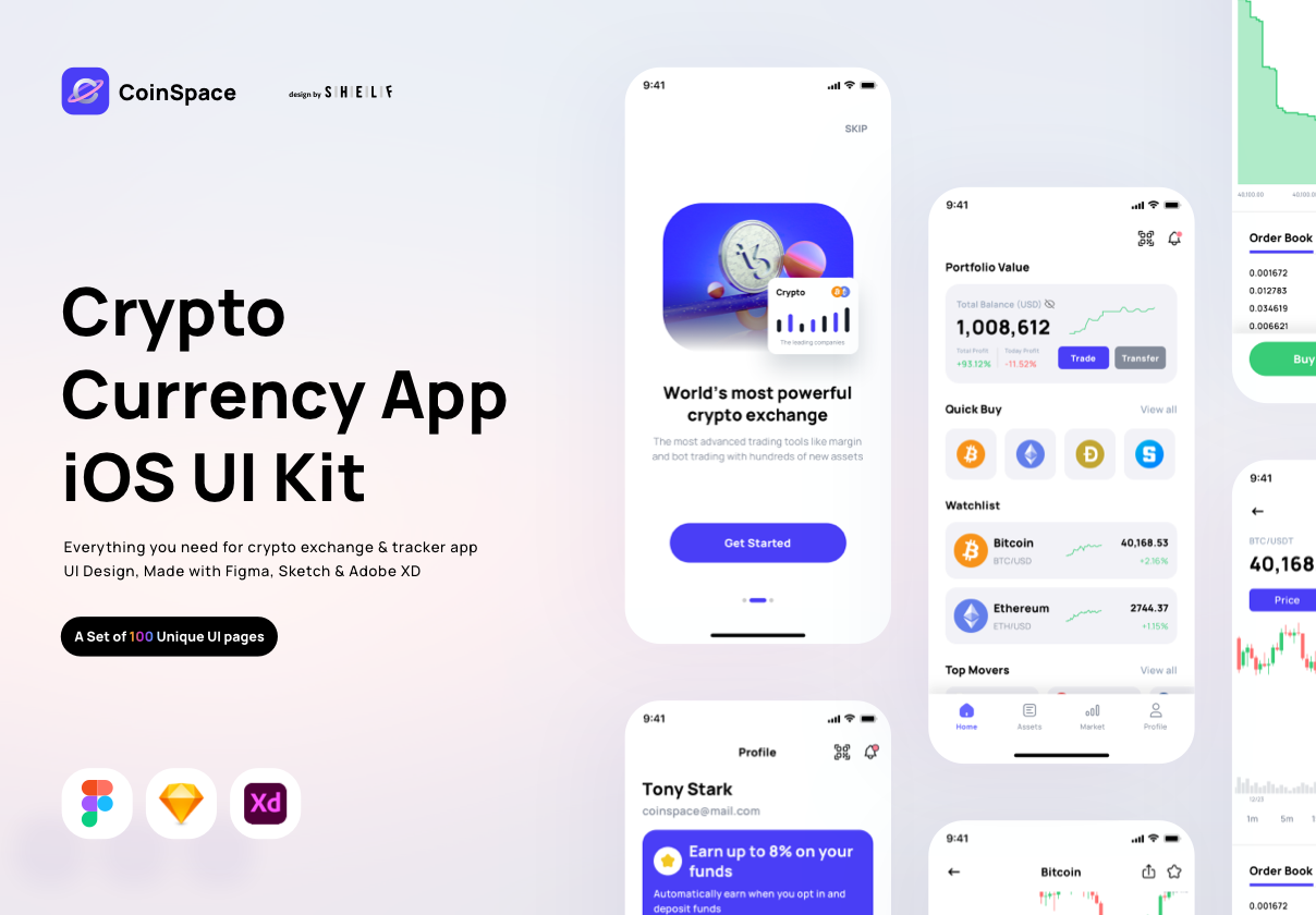 CoinSpace--加密货币应用iOS UI工具包 (CoinSpace -Crypto Currency App iOS UI Kit)