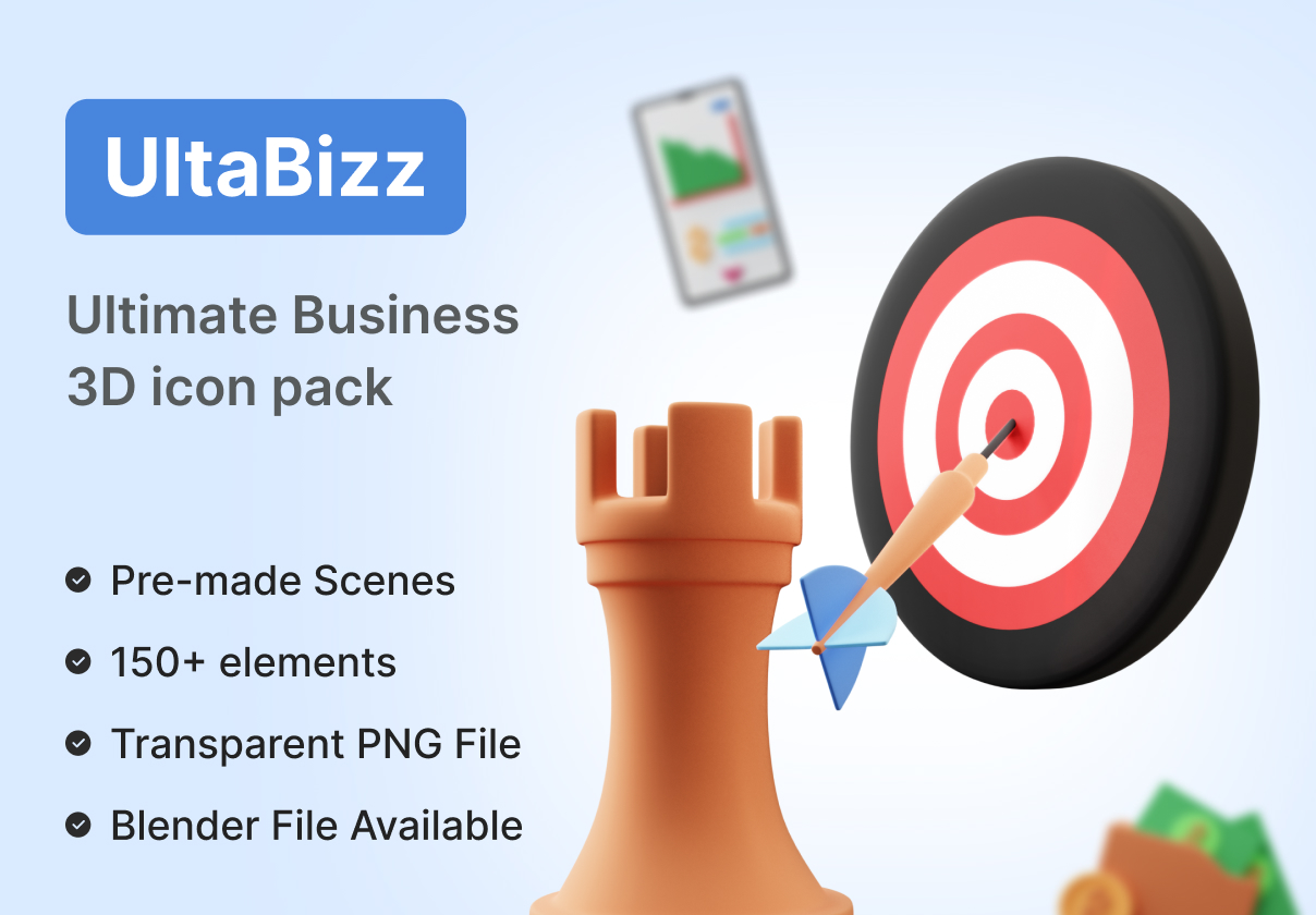 UltaBizz - 最佳终极商业3D图标包 (UltaBizz - Best Ultimate Business 3D Icons Pack)