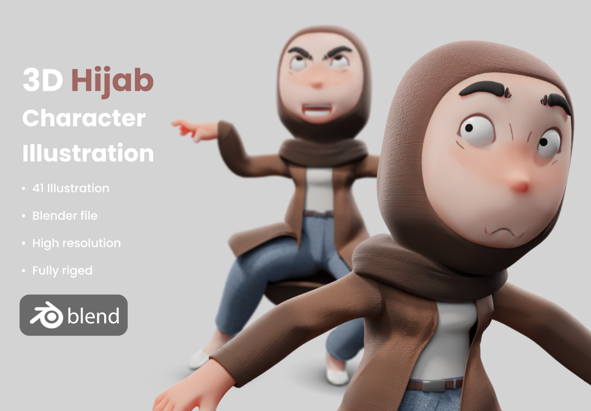 3D头巾插图--贝勒 (3D Hijab Illustration -Belnder)