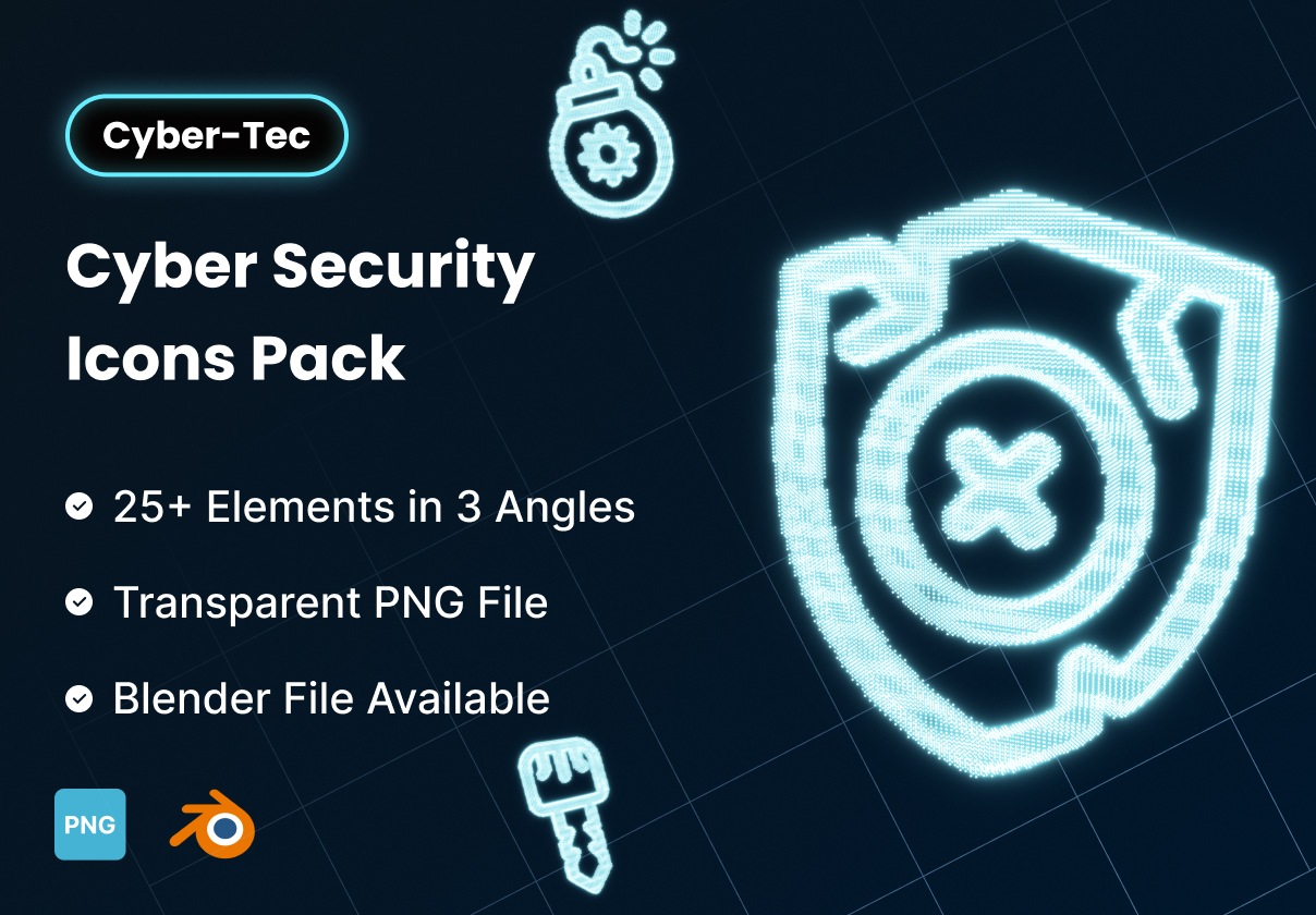Cyber-Tec网络安全3D图标包 (Cyber-Tec Cyber Security 3D Icon Pack)