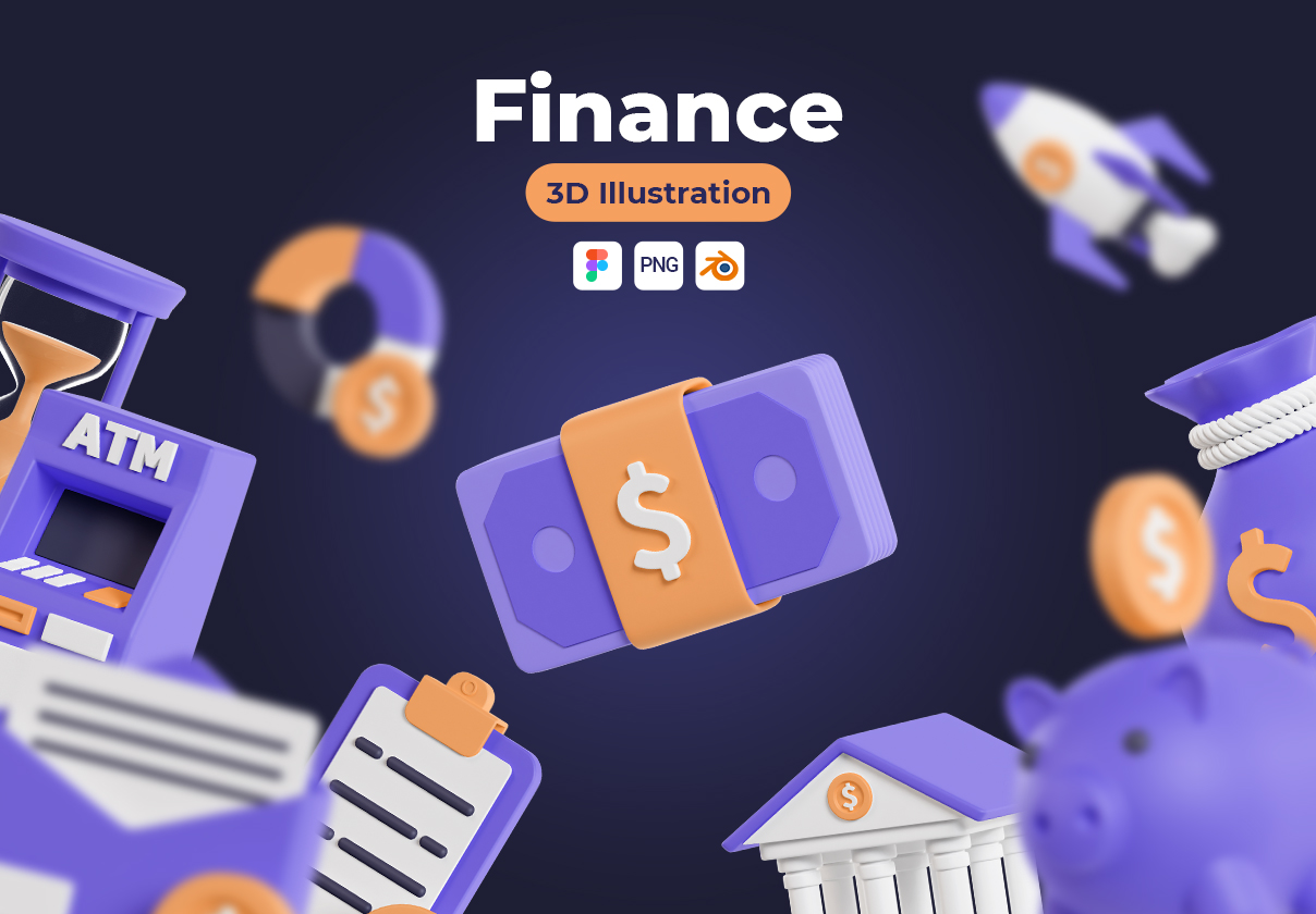 金融3D图标 (Finance 3D Icons)