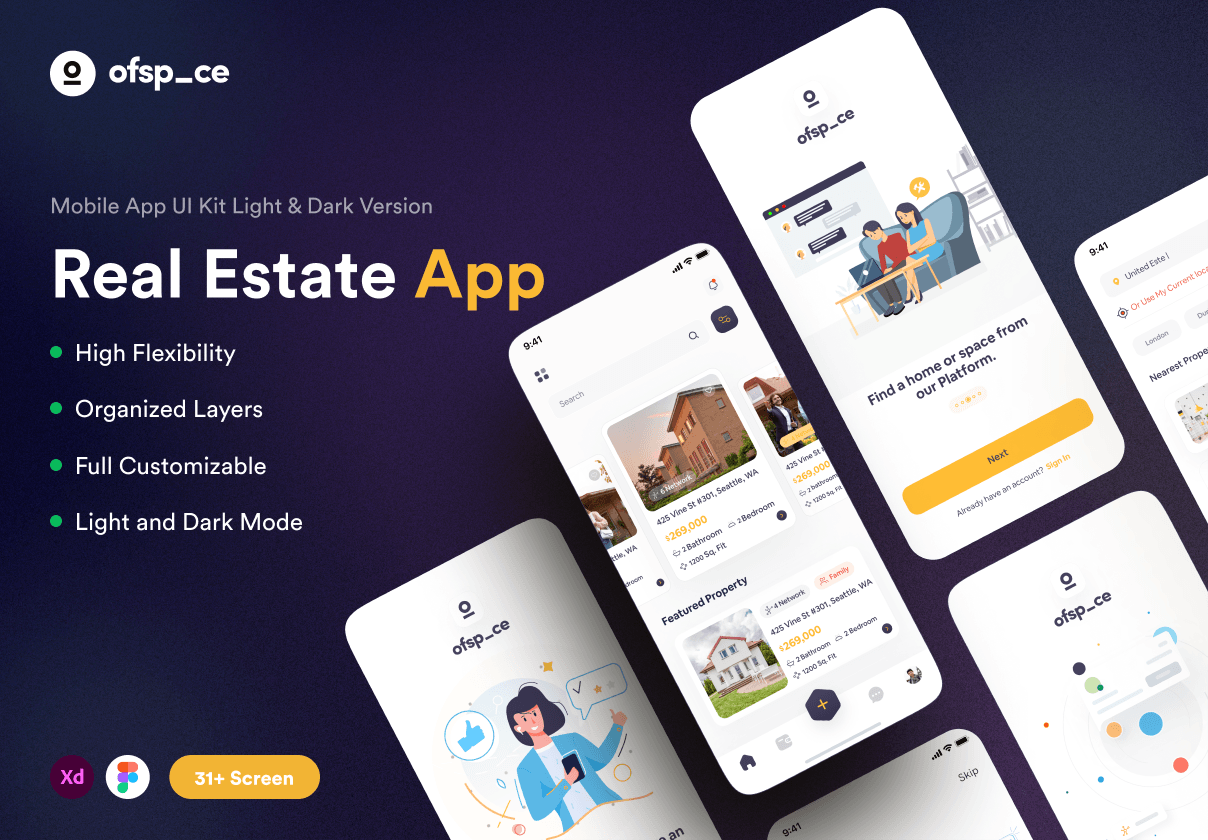 Minimo房地产应用UI工具包 (Minimo Real Estate App UI Kit)