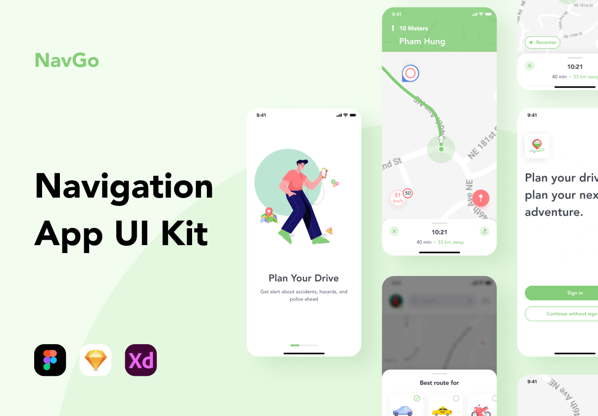 NavGo - 导航应用UI包 (NavGo - Navigation App UI Kit)