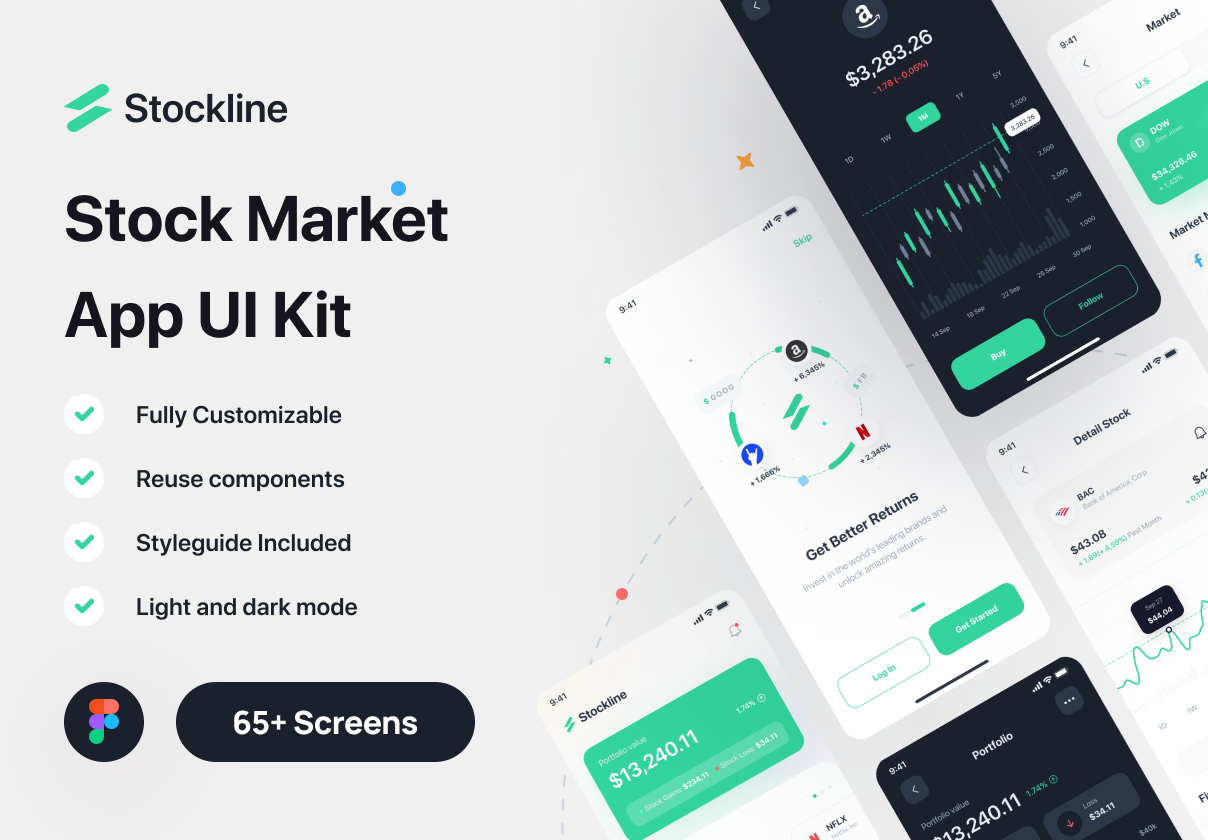 Stockline - 股票市场应用UI Kit (Stockline - Stock Market