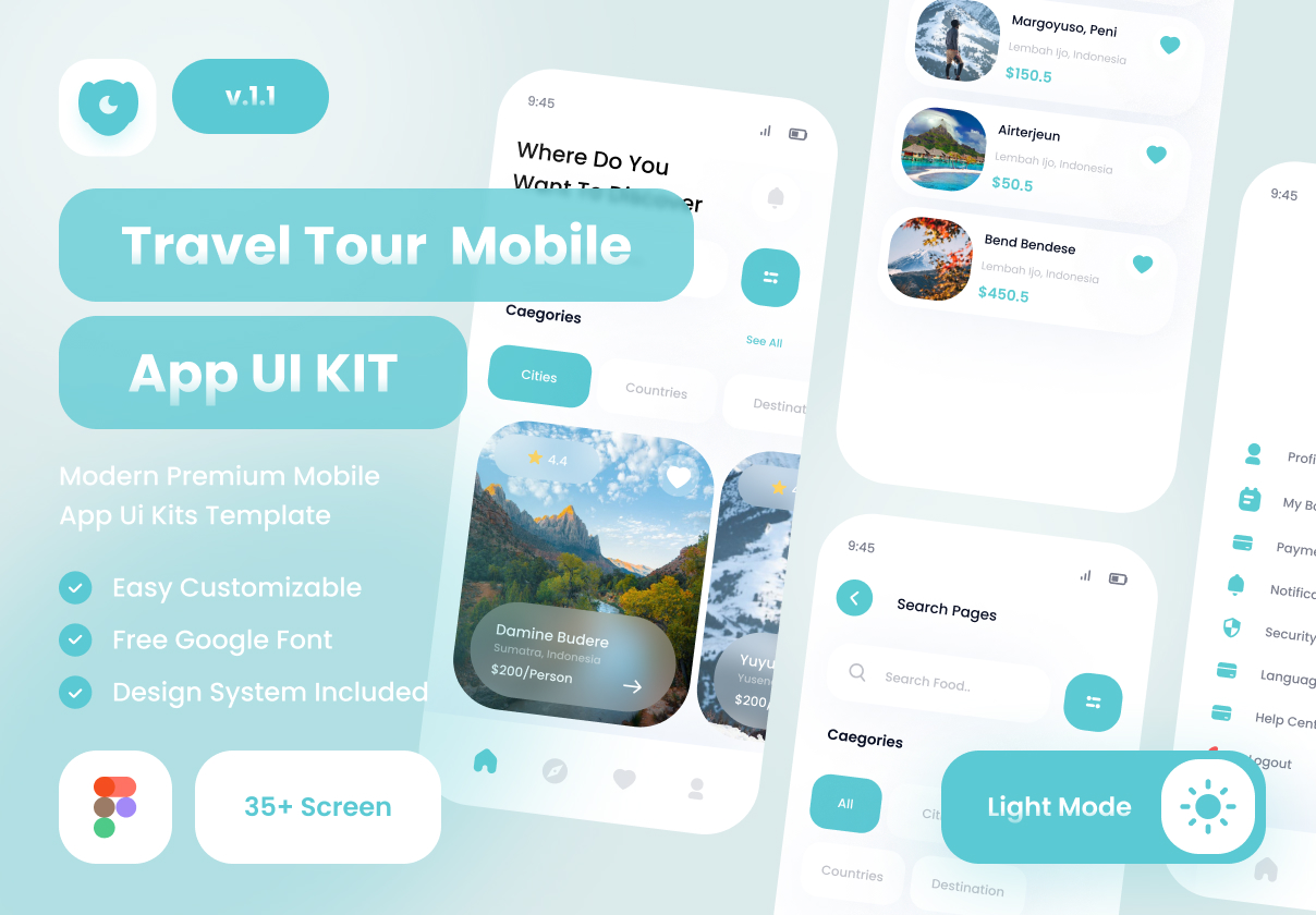 阿琼诺旅游应用UI套件 (Arjuno Travel Tour App UI Kit)