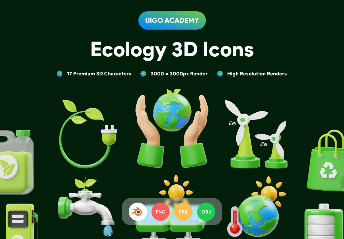 生态学三维图标 (Ecology 3D Icon)