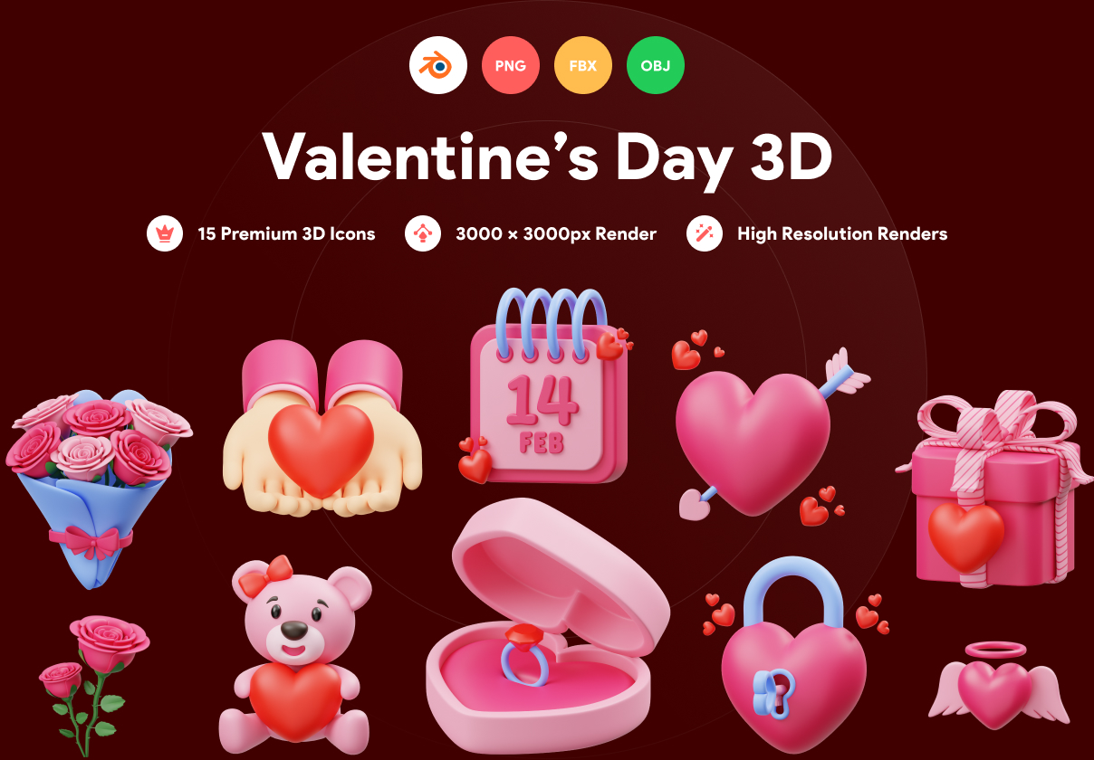 情人节3D插图 (Valentines 3D Illustration)