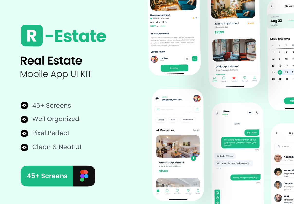 R-Estate - 房地产应用UI包 (R-Estate - Real Estate App UI Kit)