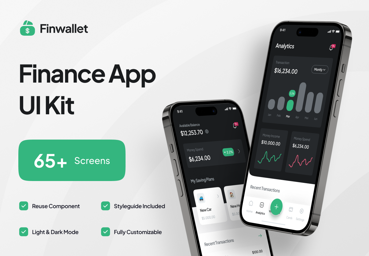 Finwallet - 金融移动应用UI Kit (Finwallet - Finance Mobile App UI Kit)