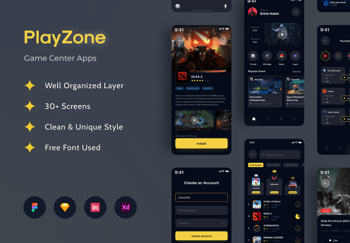PlayZone - Game Center Apps UI KIT (PlayZone - Gam
