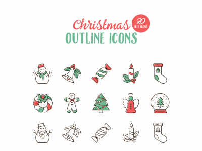 20个圣诞轮廓图标(20 Christmas Outline Icons)