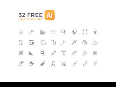 32个免费线条图标集(32 Free Line Icons Set)