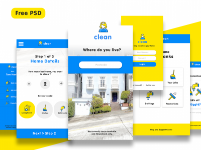 清洁服务应用程序UI套件(Cleaning Service App UI Kit)