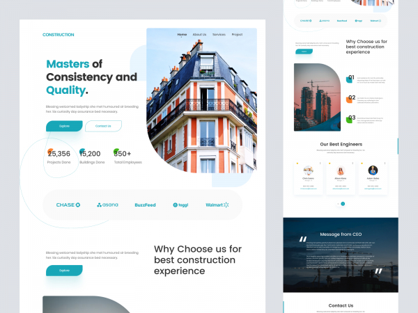 建筑公司登陆页设计(Construction Company Landing Page Design)