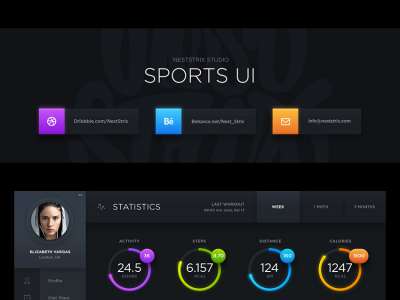 黑暗运动免费UI套件(Dark Sports Free UI Kit)