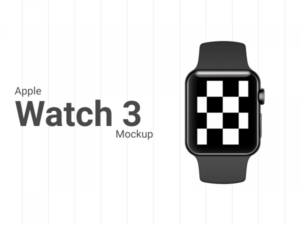 苹果手表3 42毫米黑色模拟图(Apple Watch 3 42mm Black Mockup)