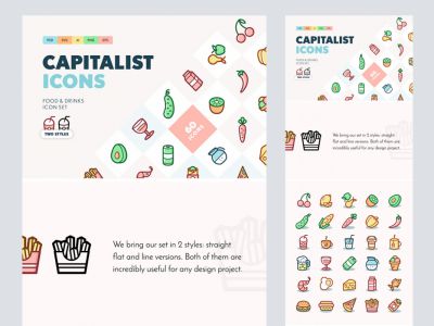 资本家的食品和饮料图标集(Capitalist Food and Drinks Icon Set)