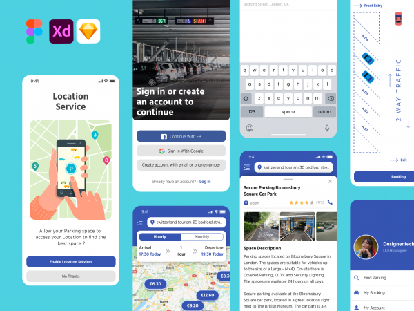 停车场移动UI套件(Car Parking Mobile UI Kit)