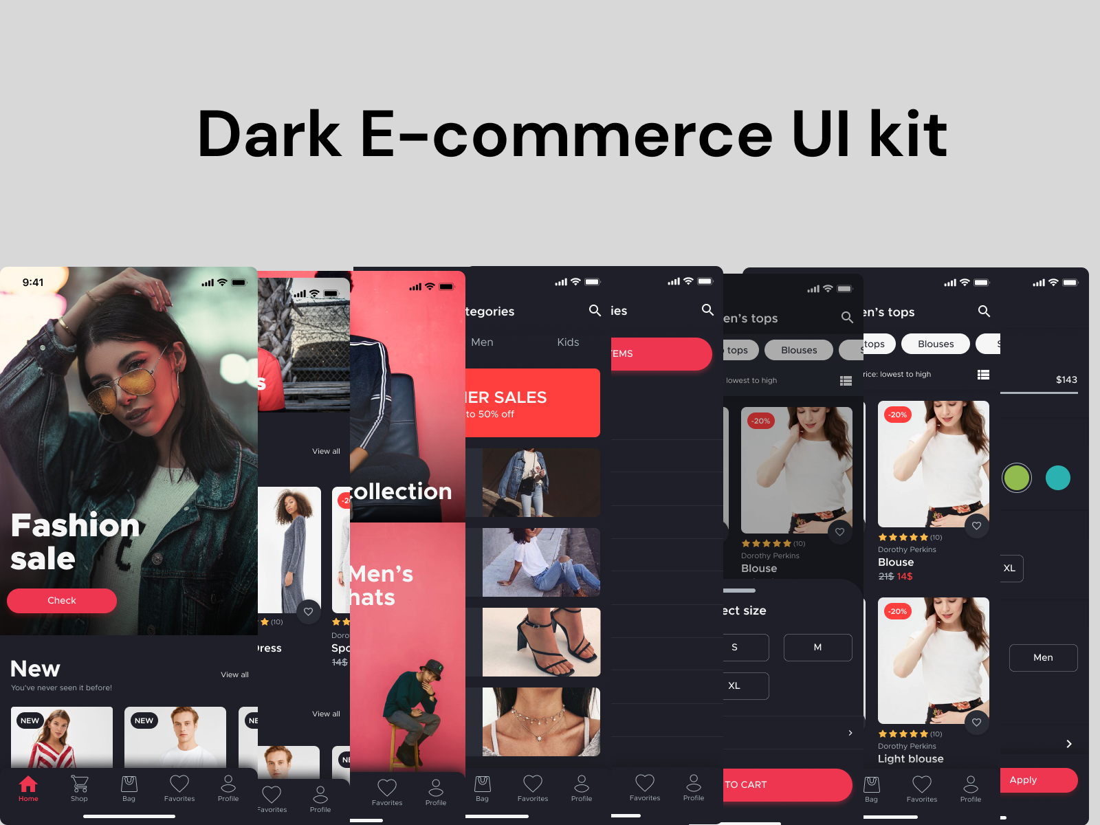 黑暗电子商务UI套件(Dark Ecommerce UI Kit)