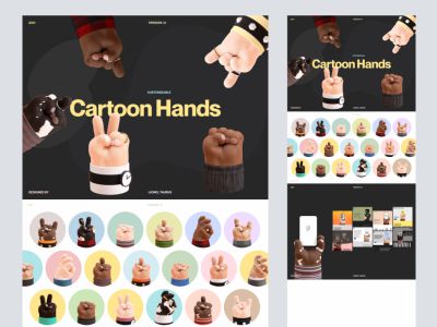 免费的3D卡通手部模型Figma(Free 3D Cartoon Hands Mockup for Figma)