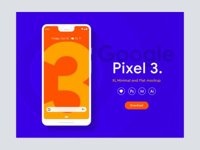 谷歌Pixel 3 XL平面模拟图(Google Pixel 3 XL Flat Mockups)