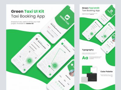 绿色出租车免费应用UI套件(Green Taxi Free App UI Kit)