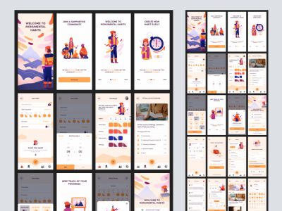 用于Figma的Habit Builder免费UI工具包(Habit Builder Free UI Kit for Figma)