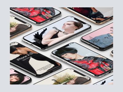 iPhone XS等高线免费模拟图(iPhone XS Isometric Free Mockup)