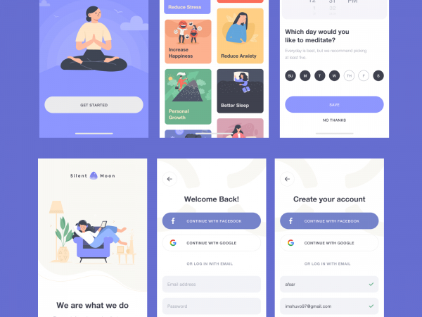 冥想应用程序UI套件(Meditation App UI Kit)