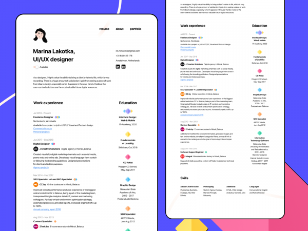 最小的简历/履历模板(Minimal CV/Resume Template)