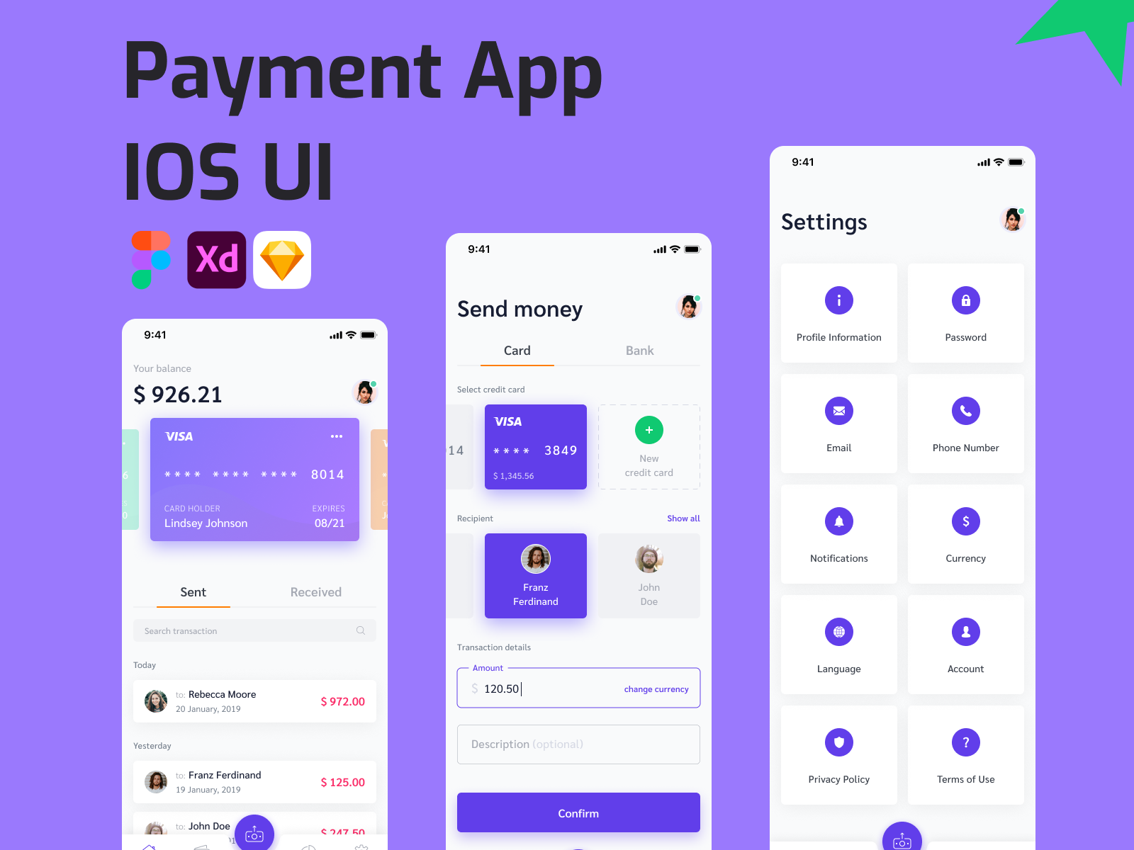 支付应用程序的iOS用户界面(Payment App iOS UI)