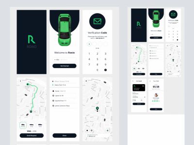 Roxio - 用于Adobe Xd的免费出租车应用程序(Roxio - Free Taxi App for Adobe Xd)