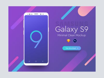 三星Galaxy S9极简平面模拟图(Samsung Galaxy S9 Minimal Flat Mockup)