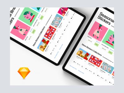 贴纸商店应用程序UI套件(Stickers Shop App UI Kit)