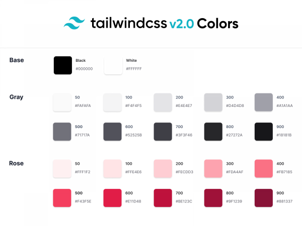 尾风CSS颜色 v2.0(TailwindCSS Colors v2.0)
