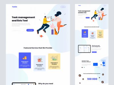 Taskia - Adobe XD的免费着陆页(Taskia - Free Landing Page for Adobe XD)