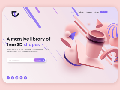 3d形状的登陆页(3d Shape Landing Page)