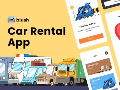 嘟嘟嘟插图的汽车租赁应用(Car Rental App with Beep Beep Illustrations)
