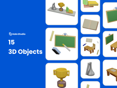 教室三维图标集(Classroom 3D Icons Set)