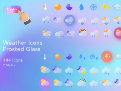 磨砂玻璃天气图标(Frosted Glass Weather Icons)