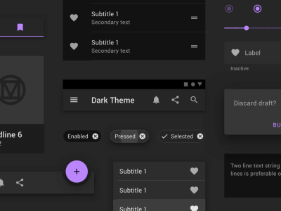 材料黑暗UI套件(Material Dark UI Kit)