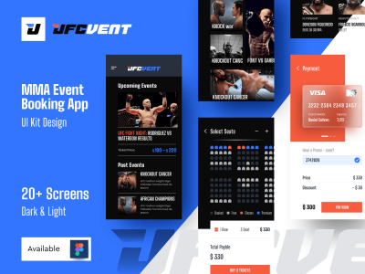 MMA活动预订应用程序UI套件(MMA Event Booking App UI Kit)