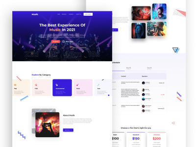 音乐会登陆页UI套件(Music Concert Landing Page UI Kit)