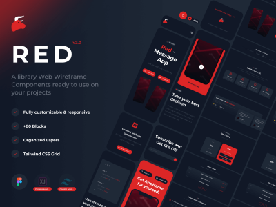 Red 2.0 �线框UI套件(Red 2.0 � Wireframe UI Kit)