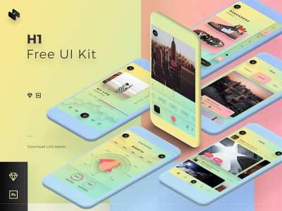 H1免费应用程序设计UI工具包(H1 Free App Design UI Kit)